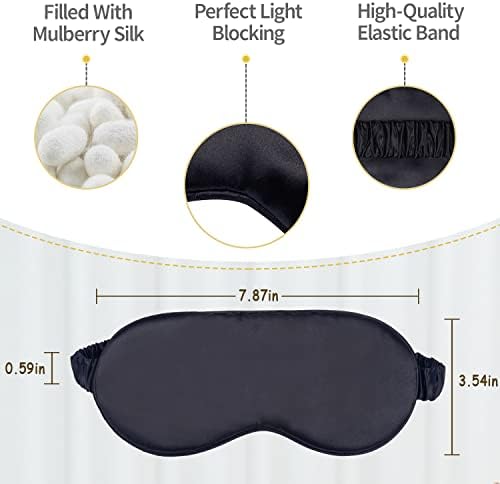 Svilena maska za spavanje - za cjelonoćni san, trava & amp; spavanje, premium 22m dud maska za oči s podesivim remenom za
