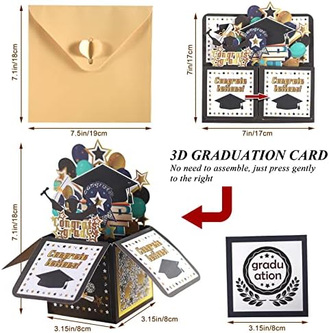 Čestitka za maturu od 3 do 3-poklon kartica za maturu koja promiče komunikaciju, ručno prikupljena pop-up poklon kartica