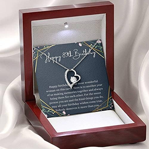 Kartica s porukama, ručno izrađena ogrlica- Personalizirano poklonsko srce, sretna 89. rođendanska ogrlica s karticom poruke,