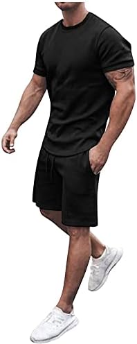 Muškarci Ljetna odjeća 2 komada modna ležerna košulja mišića s okruglim vratom i kratke hlače na plaži postavljena