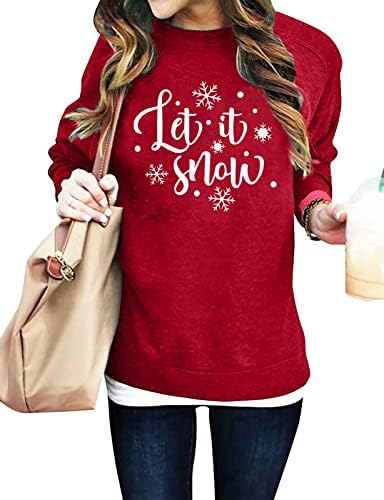 Kiddad pusti to snježne dukserice žene božićna snježna pahuljica grafička dukvica vrhnja xmas odmor pulover gornja bluza