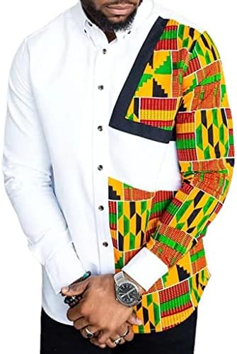 Rvoln afričke muške košulje Print TIPS Plemenska majica dugih rukava Dashiki tradicionalna odjeća odjeća