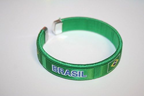Zelena zastava zemlje Brazil fleksibilna narukvica za odrasle narukvica za odrasle. 2,5 inča u promjeru i 5 inča u širinu