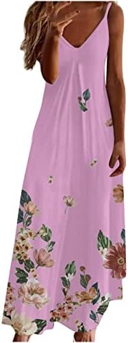 2023. ženske maksi haljine s cvjetnim printom s naramenicama u obliku slova u, duga haljina bez rukava s izrezom u obliku