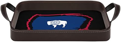 Zastava Wyoming pu kože za posluživanje ladica elegantni dekor dekor parfema s ručkama
