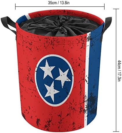 Retro košara za rublje sa zastavom države Tennessee na vezici za odlaganje rublja velika košara za organizatore igračaka