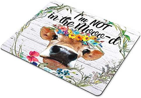 Nisam u mooo-d smiješnom junica miša jastučić za akvarel cvjetni vijenac citat krava mousepad seoska kuća dekor uredski pribor