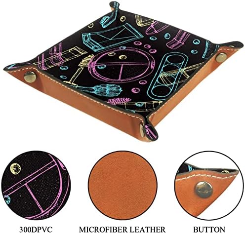 Kožna ladica za velete, kockice savijanja kvadratni držač, tanjur za organizator ormara za promjenu kovanice, doodle art