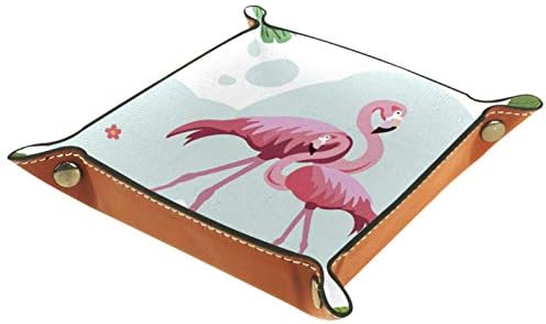 Tropska flamingos valet tray desk Organizator PU Kožni ključni nakit pribor za ispraznost kutija za muškarce i žene