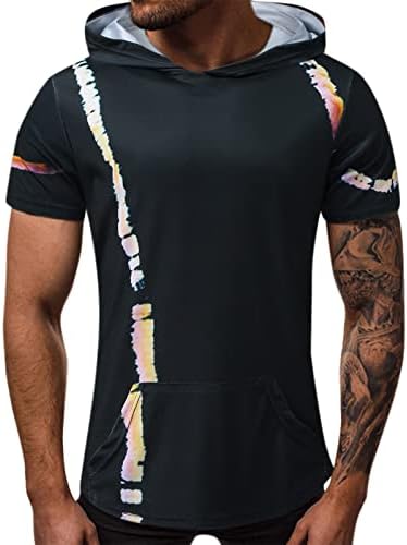 XXBR Majice s kapuljačom za muške, patchwork zapisnu stazu majice atletski trening trčanje labave mrežice majice vrhovi
