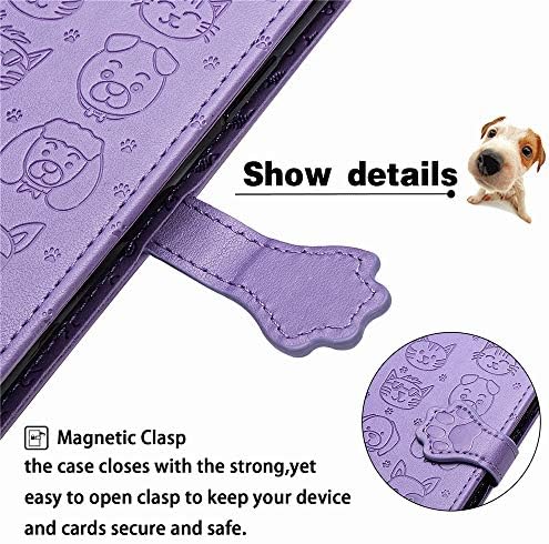 Torbica LEMAXELERS Galaxy S20 FE 5G Mačka Dog s uzorkom žigosanje novčanik Flip Premium klase od umjetne kože s uredima za