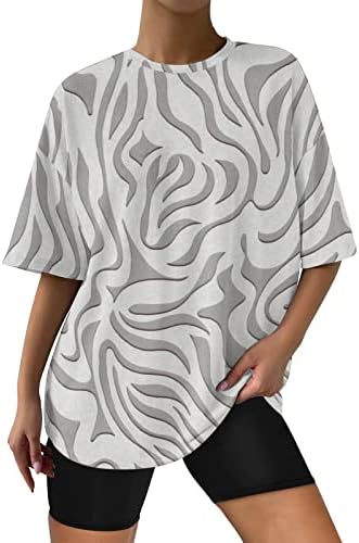 KCJGIKPOK Plus odjeća za žene, grafički print posada kratkih rukava majice majice za žene za žene casual ljeto