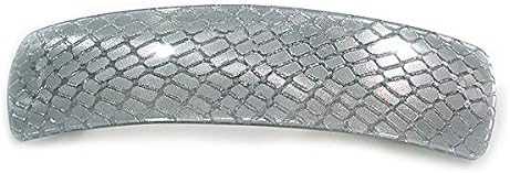 Avalaya Metallic Silver Snake Print akrilni kvadratni barrette/kosa isječak u srebrnom tonu - dugačak 90 mm