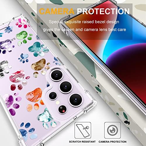 Endiy Samsung Galaxy S23 ultra futrola Slatki psi šape za žene djevojke djevojke dizajnerske kućišta telefona Clear s dizajnom,