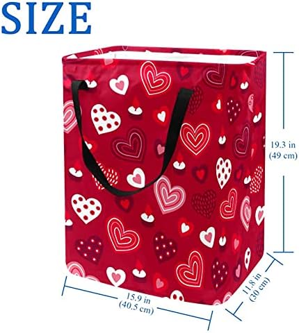 Košare za rublje s uzorkom crvenog ljubavnog srca za Valentinovo vodootporna sklopiva košara za rublje s ručkama za dječju