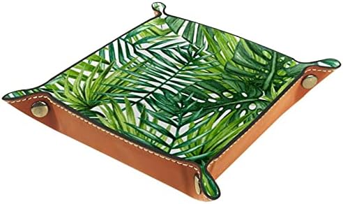 Kožna ladica za velete, kockice Sklapanje kvadratnog držača, tanjur za organizator ormara za promjenu kovanice, tropske biljke
