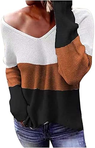 Džemperi za žene dugi rukavi v vrat Čvrsta boja Dugi rukavi šuplji džemper gornji ležerni labavi gornji košulja bluza