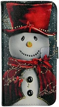 Torbica za novčanik od PU kože, držač za kartice, TPU stražnji poklopac otporan na udarce, lijepi Božićni snjegović s crvenim