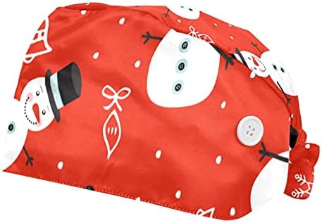 Niaocpwy 2PCS Podesive radne kape za žene s gumbima znoj božićna noć Djed Mraz isporučujući kape za poklon bouffant