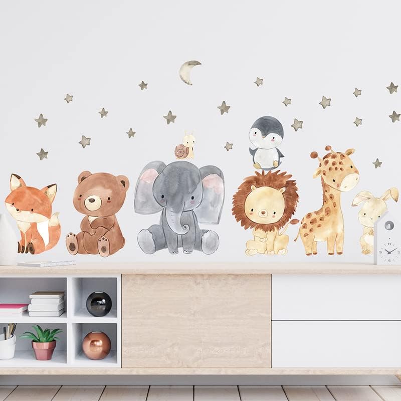 YoTDMK zidne naljepnice za dekoraciju dječje sobe crtana životinjska lisica lav slon žirafa pozadina dječja soba spavaća