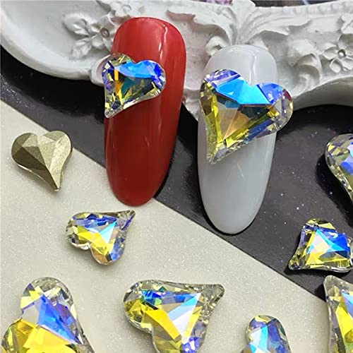 32PCS Novi 3D Crooked breskva srca Rhinestones nokta u 2 stila, posebni oblik breskve Srce kristalni dijamantni dijamantni