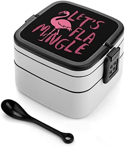 Pink Flamingo Let's Flamingle dvostruko slaganje Bento Box Conture za školski rad za rad iz piknika