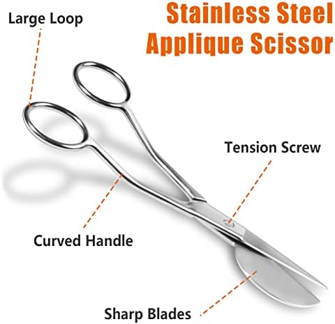 Aplique Scissors 2 paket, 6 inča i 4 inča izliječene škare s patcbill -a s ručicom za povećanje petlje