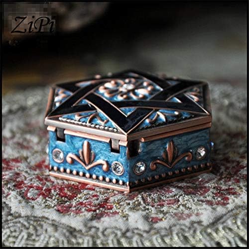 Qohnk Nova gotička retro europski stil princeza nakit hexagram High - Krajnja kutija za preljev kutije kutija za pohranu