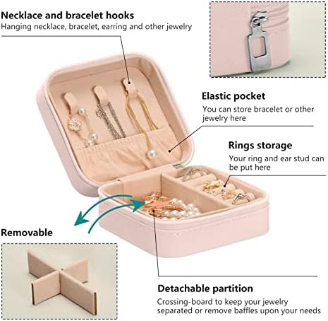 & Mala kutija za nakit za žene djevojke muškarci Putna torbica za nakit organizator PU kože ružičasti RUB
