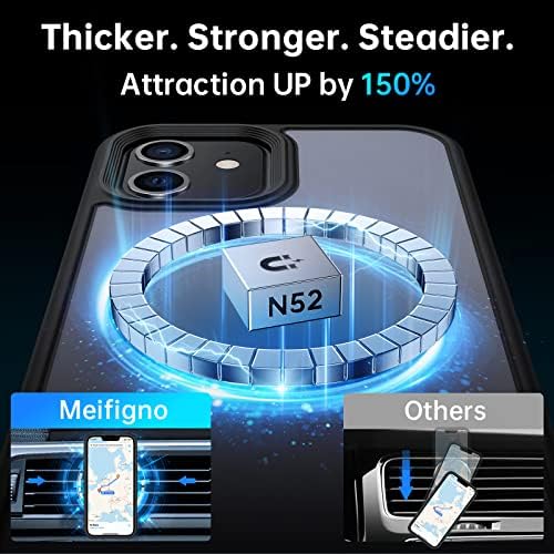 Meifigno magnetska futrola dizajnirana za iPhone 12 mini futrola, [Zaštita vojne ocjene i kompatibilna s Magsafe] prozirni