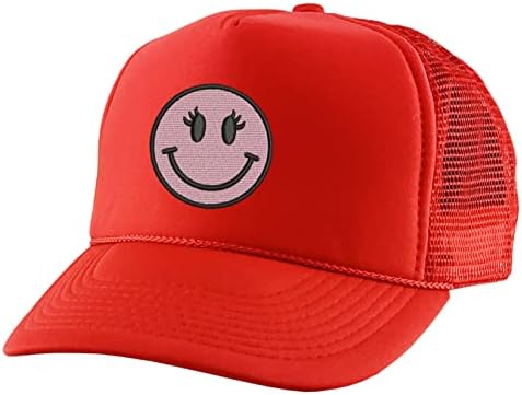 Allntrends Girl Smiley Face Trucker Hat Empleided odrasli bejzbol kapu Podesiv Snapback