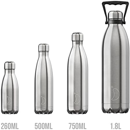Chilly's boce | Propusni, bez znojenja | Nehrđajući čelik bez BPA | Boca s vodom za višekratnu upotrebu | Dvostruki zidni