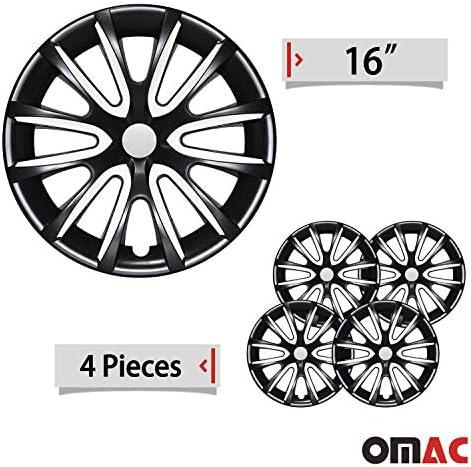 OMAC 16 -inčni hubcaps za GMC Sierra crno -bijelo 4 PCS. Poklopac naplataka na kotači