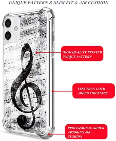 MUQR Glazbeni slučaj za iPhone 11 gel silikone Slim Drop Proot Proficte zaštitnička zaštita Kompatibilno za iPhone 11 i retro