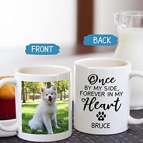 Prilagođena šalica za kavu za pse sa fotografijom, šalica jednom blizu mene, ali zauvijek u mom srcu, šalica za pse, personalizirana
