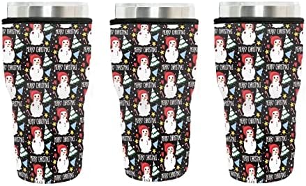 Za u dizajnu 3 komada Snowman Print SHUP SHAVES ZA Hladna pića za višekratnu upotrebu 30 oz za hladna pića Pića držač neoprenski