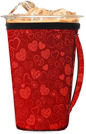 Crveni Valentinovi Ljubav Srce za višekratnu upotrebu ledene kave s ručicom Neopren šalica čahura za sodu, latte, čaj, pića,