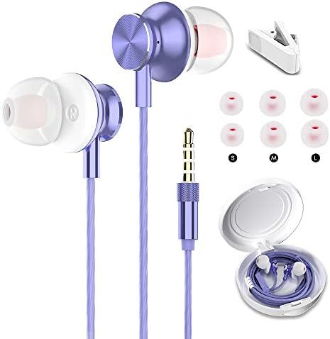 Mijiaer Purple Earbuds za male uši, M30 ožičene ušne pupoljke s mikrofonom od 3,5 mm priključka za žene, djevojke, tinejdžere