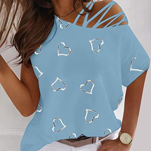Ženska odjeća bez naramenica kratkih rukava Srčana grafička bluza košulja jesena ljetna majica za tinejdžerke 9r 9r