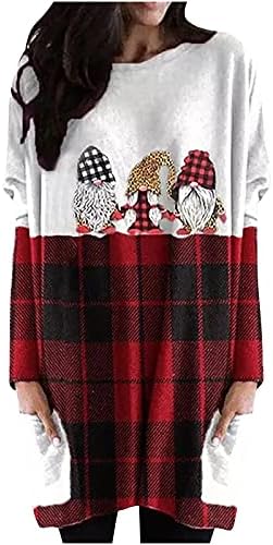 Patuljaste božićne košulje za žene labava tunika Gornji dijelovi dukserica sa slatkim snjegovićem s grafičkim printom ležerna