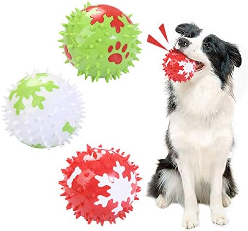 Vehomy božićne igračke za pse - 3pcs začinjeni pse žvakanja kuglice s uzorkom snježne pahuljice xmas pseće ubod kuglica za