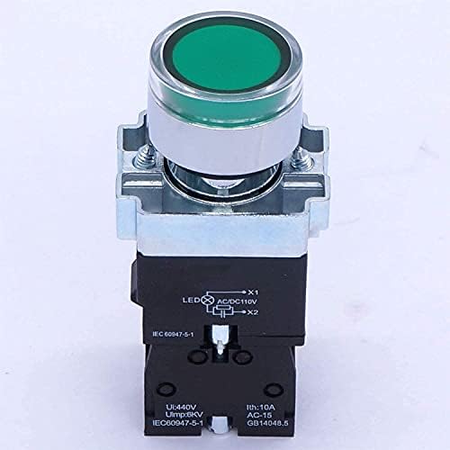 Svapo 22 mm 1 Nema zelenog LED svjetla momentalni prekidač gumba 440V 10A prekidač za gužve s crvenim naponom svjetla 110V