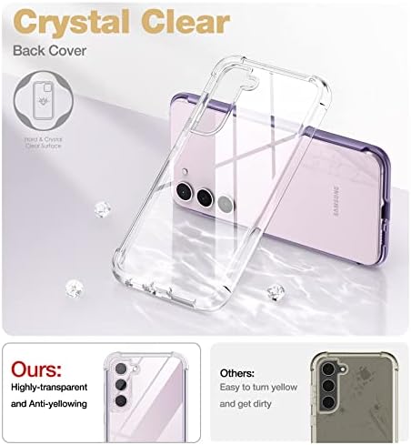 Suritch za Samsung Galaxy S23 Plus Clear Case, [ugrađeni zaštitnik zaslona] Tvrda zaštita cijelog tijela+meka TPU odbojnik