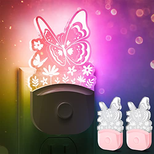 Plug-in Noćna svjetla [2 pakiranja], noćno svjetlo leptira za djecu, LED noćno svjetlo od sumraka do zore, prijenosno + meko