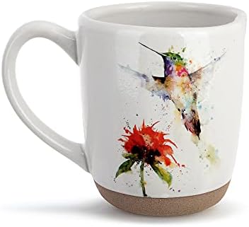 Demdaco cvjetovi hummingbird akvarel crvena 14 unca keramički kamena kava šalica