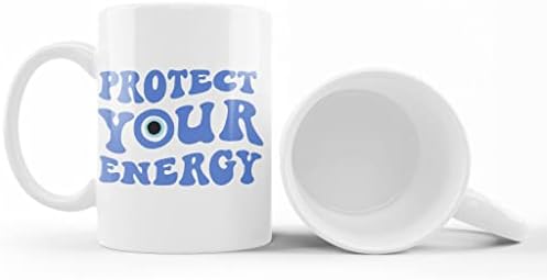 Lindenpal Zaštitite tvoju energetsku šalicu zle oči SHUG 15 OZ Bijela keramička kava šalica noviteta Smiješni pokloni za