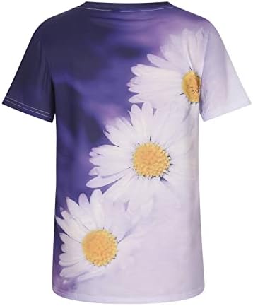Ženska majica s okruglim vratom jesensko ljeto kratkih rukava 2023 Pamuk grafički cvjetni Casual majica za djevojčice od