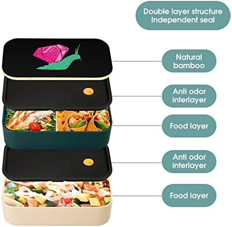 Jewel Snail Color Dvostruki sloj Bento kutija za ručak s priborom Set STACKABLE Spremnik za ručak Uključuje 2 spremnika