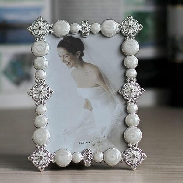 ZJHYXYH METALNI FOTO okvir s kamenim foto okvirom Vintage Wedding Photo Frame Dekoracija