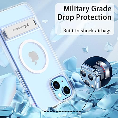 Pandaglass kompatibilan iPhone 14 mag sigurna futrola s metalnim kičmom, [3 stand way] [kutovi koji apsorbiraju udarce] Zaštitni